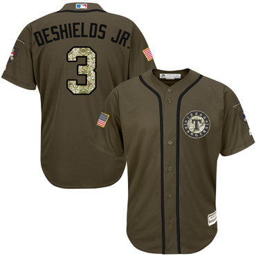 Rangers #3 Delino DeShields Jr. Green Salute to Service Stitched Baseball Jersey