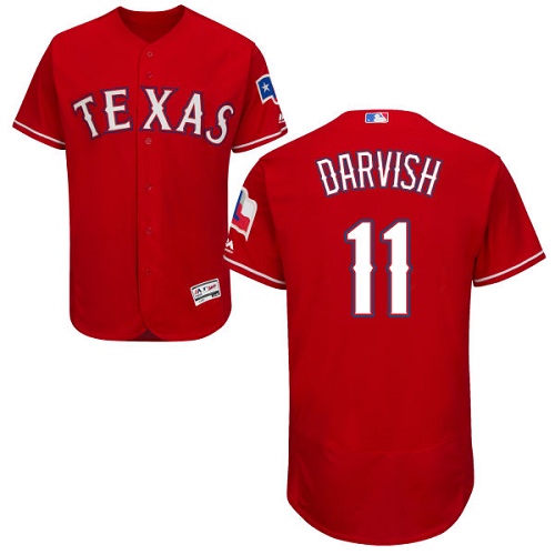 Rangers #11 Yu Darvish Red Flexbase Authentic Collection Stitched MLB Jersey