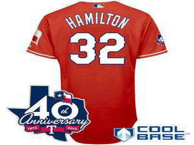 Texas Rangers 32 Josh Hamilton red W 40th Anniversary Patch