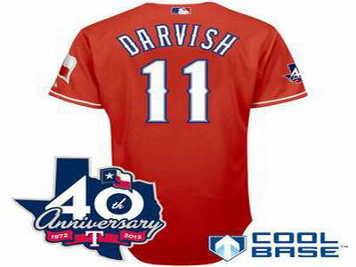 Texas Rangers 11 Yu Darvish red W 40th Anniversary Patch