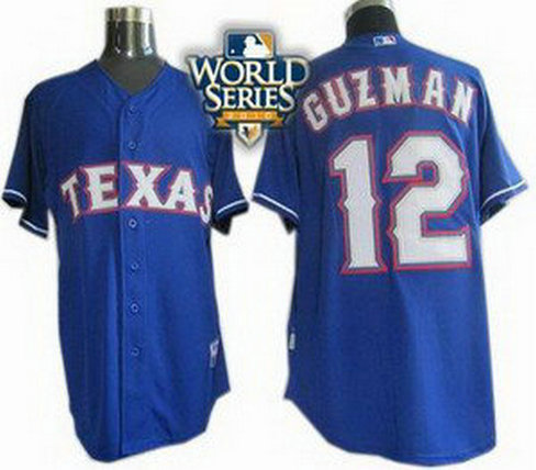 Texas Rangers 12 Cristian Guzman 2010 World Series Patch Jersey blue