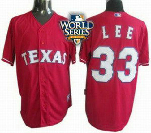Texas Rangers 33 Cliff Lee 2010 World Series Patch jerseys red