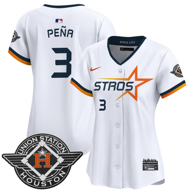 Women's Houston Astros #3 Jeremy Pe?a White 2025 City Connect Limited Stitched Baseball Jersey(Run Small)