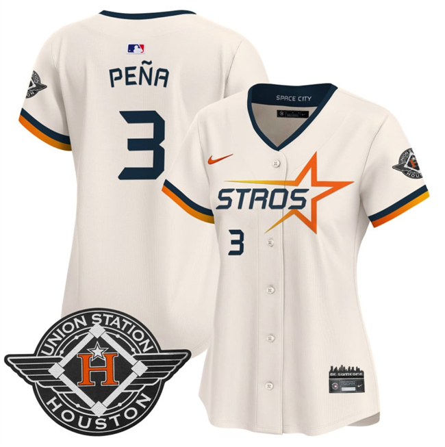 Women's Houston Astros #3 Jeremy Pe?a Cream 2025 City Connect Limited Stitched Baseball Jersey(Run Small)