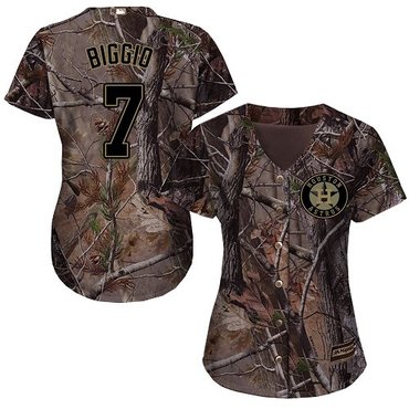 Astros #7 Craig Biggio Camo Realtree Collection Cool Base Women's Stitched Baseball Jersey
