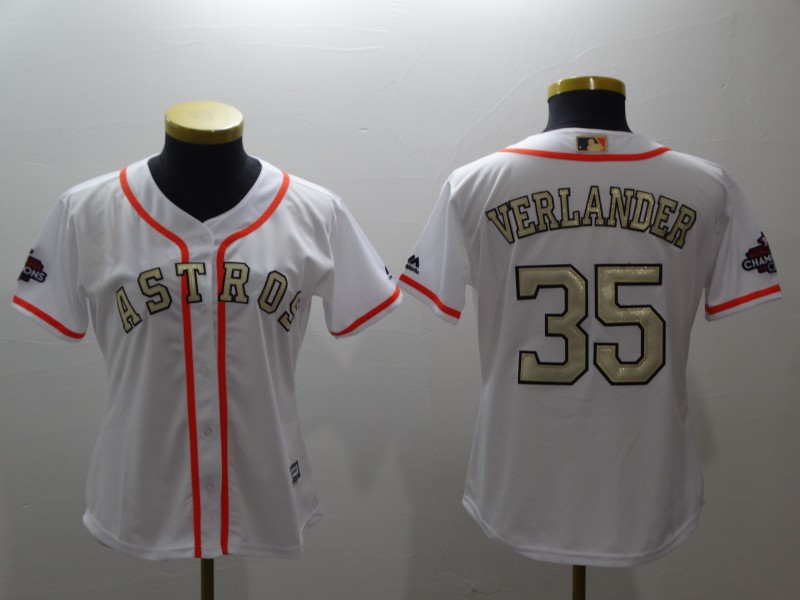 Women Astros 35 Justin Verlander White Women 2017 World Series Champions Cool Base Player Jersey