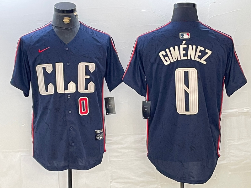Men's Cleveland Guardians #0 Andrés Giménez Navy 2024 City Connect Limited Stitched jerseys 3