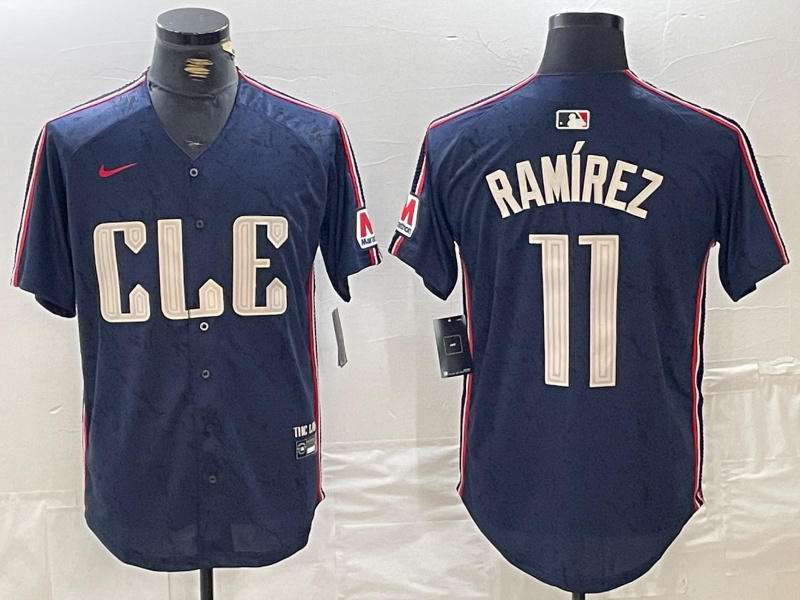 Men's Cleveland Guardians #11 José Ramírez Navy 2024 City Connect Limited Stitched Baseball Jersey 2