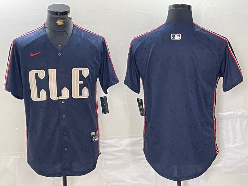 Men's Cleveland Guardians Team Big Logo Navy 2024 City Connect Stitched Baseball Jersey(Run Small) 7