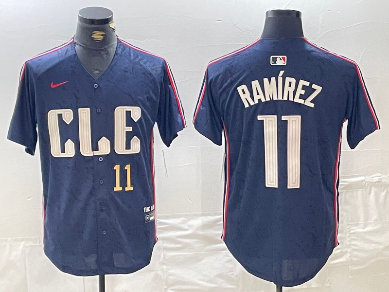 Men's Cleveland Guardians #11 José Ramírez Navy 2024 City Connect Limited Stitched Baseball Jersey 6