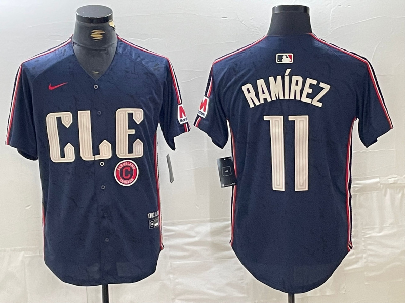 Men's Cleveland Guardians #11 José Ramírez Navy 2024 City Connect Limited Stitched Baseball Jersey 5