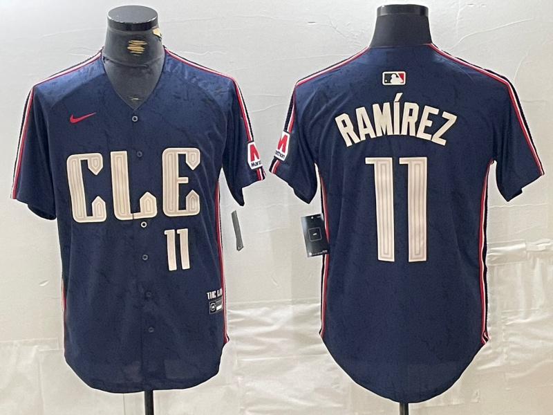 Men's Cleveland Guardians #11 José Ramírez Navy 2024 City Connect Limited Stitched Baseball Jersey 4