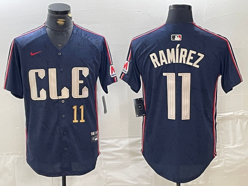Men's Cleveland Guardians #11 José Ramírez Navy 2024 City Connect Limited Stitched Baseball Jersey 3