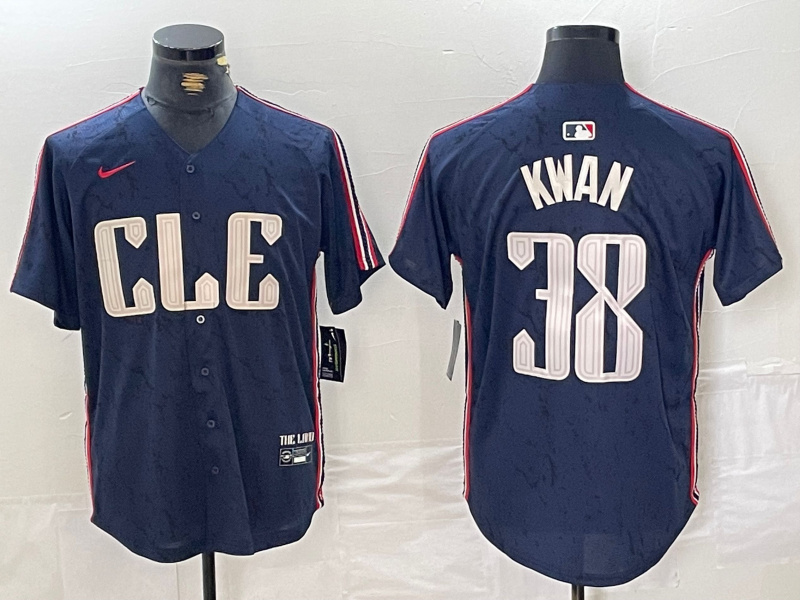 Men's Cleveland Guardians #38 Steven Kwan Navy 2024 City Connect Limited Stitched Baseball Jersey 1