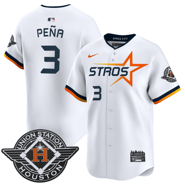 Men's Houston Astros #3 Jeremy Pe?a White 2025 City Connect Limited Stitched Baseball Jersey