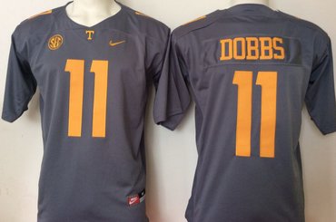 Tennessee Volunteers 11 Joshua Dobbs Gray College Football Jersey