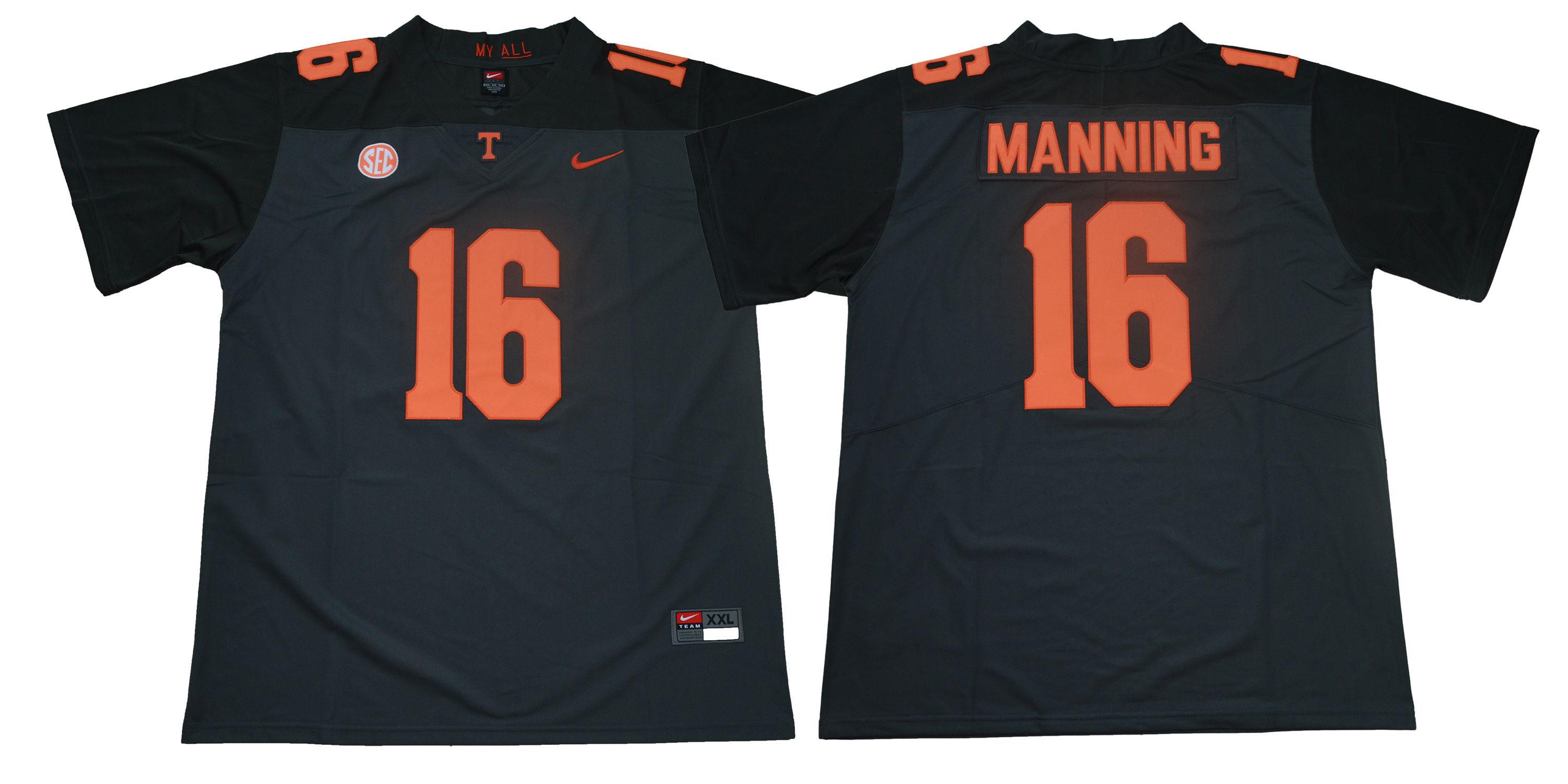 Tennessee Volunteers 16 Peyton Manning Black Nike College Football Jersey