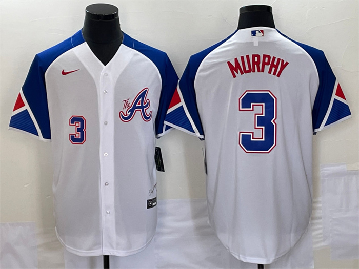 Men's Atlanta Braves #3 Dale Murphy White 2023 City Connect Cool Base With Patch Stitched Baseball Jersey