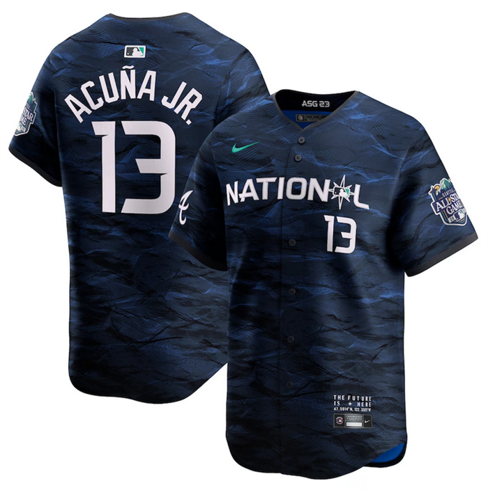 Men's Atlanta Braves #13 Ronald AcuNa Jr. Royal 2023 All-Star Cool Base Stitched Baseball Jersey