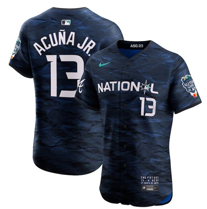 Men's Atlanta Braves #13 Ronald Acu?a Jr. Royal 2023 All-Star Flex Base Stitched Jersey