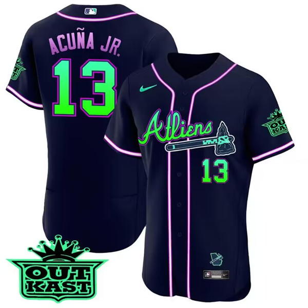 Men's Atlanta Braves #13 Ronald Acu?a Jr. 2023 Galaxy Flex Base Stitched Baseball Jersey