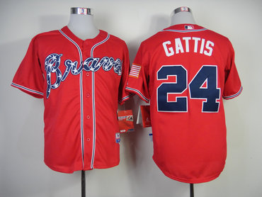 New Atlanta Braves 24 Evan Gattis red MLB Jerseys