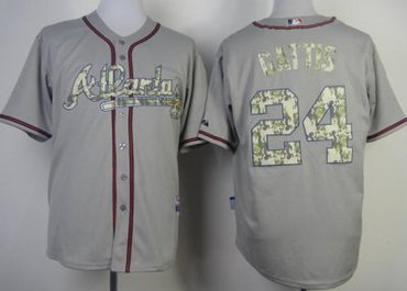 Atlanta Braves 24 Evan Gattis 2013 USMC Grey Cool Base MLB Jersey Camo Number
