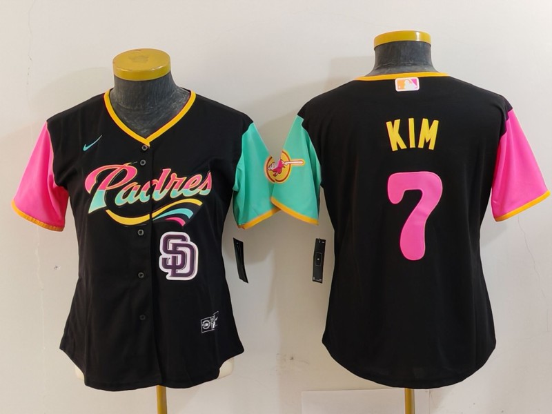 Women's San Diego Padres #7 Ha Seong Kim Black City Connect Stitched Baseball Jersey(Run Small) 3