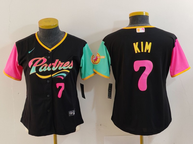 Women's San Diego Padres #7 Ha Seong Kim Black City Connect Stitched Baseball Jersey(Run Small) 2