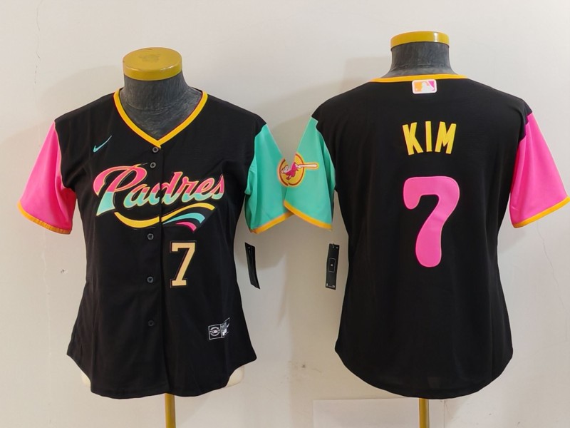 Women's San Diego Padres #7 Ha Seong Kim Black City Connect Stitched Baseball Jersey(Run Small) 1