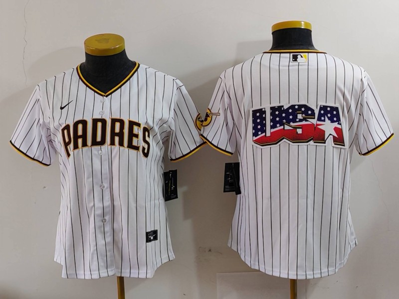 Women's San Diego Padres Big Logo Cool Base Stitched Baseball Jersey 7