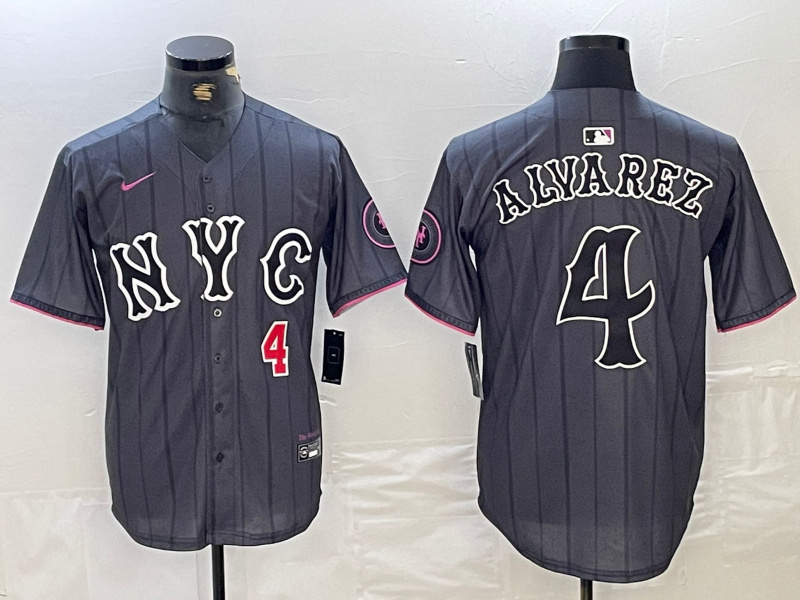 Men's New York Mets #4 Francisco Alvarez Graphite 2024 City Connect Limited Stitched Baseball Jersey 2