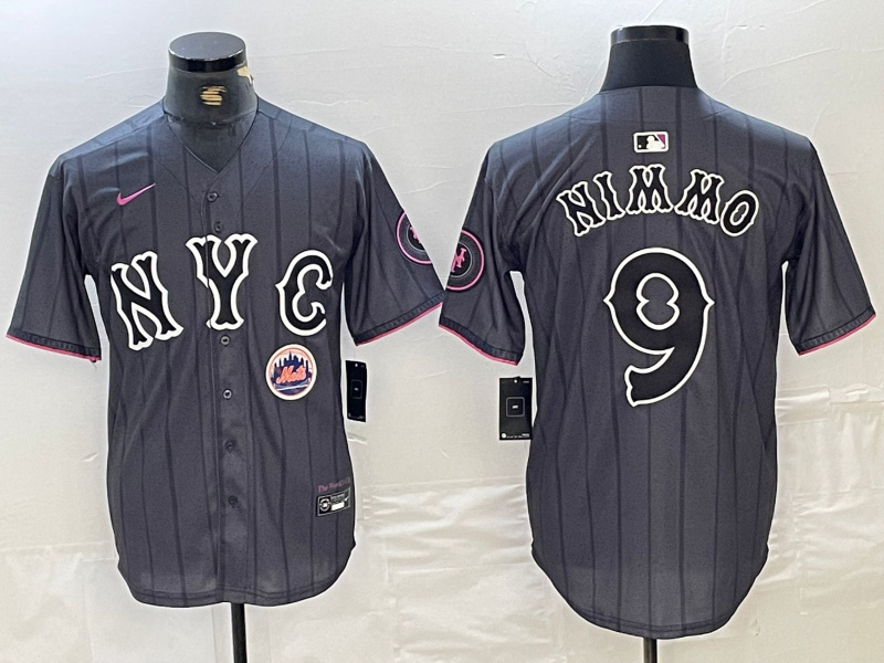 Men's New York Mets #9 Brandon Nimmo Graphite 2024 City Connect Limited Stitched Baseball Jersey_副本