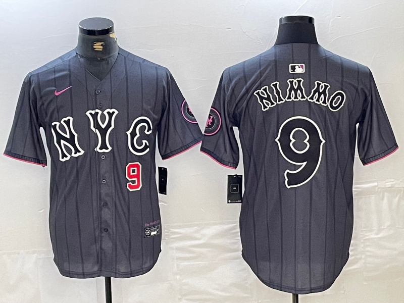 Men's New York Mets #9 Brandon Nimmo Graphite 2024 City Connect Limited Stitched Baseball Jersey 5
