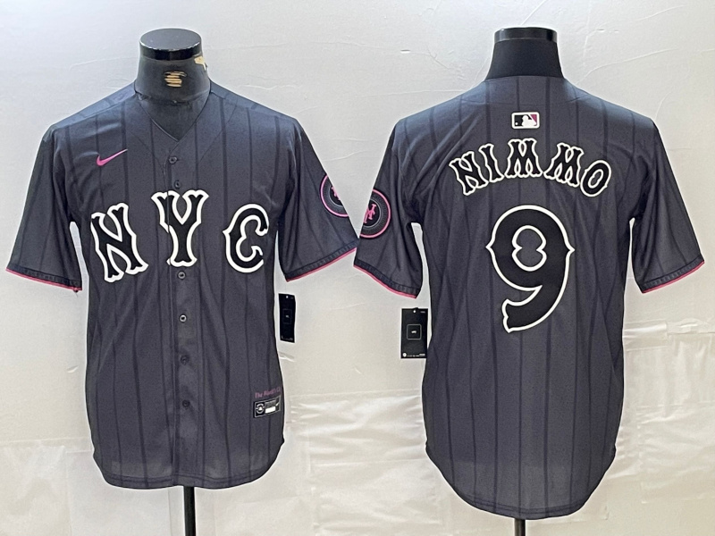 Men's New York Mets #9 Brandon Nimmo Graphite 2024 City Connect Limited Stitched Baseball Jersey 1