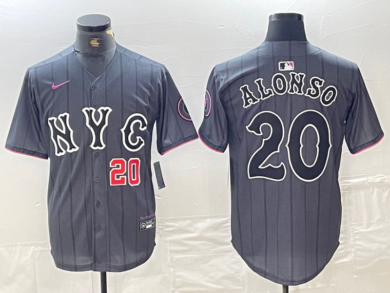 Men's New York Mets #20 Pete Alonso Graphite 2024 City Connect Limited Stitched Baseball Jersey 7