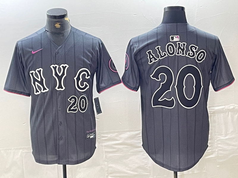 Men's New York Mets #20 Pete Alonso Graphite 2024 City Connect Limited Stitched Baseball Jersey 3