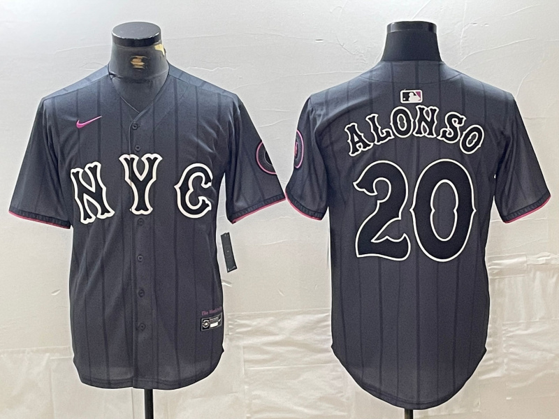 Men's New York Mets #20 Pete Alonso Graphite 2024 City Connect Limited Stitched Baseball Jersey 1