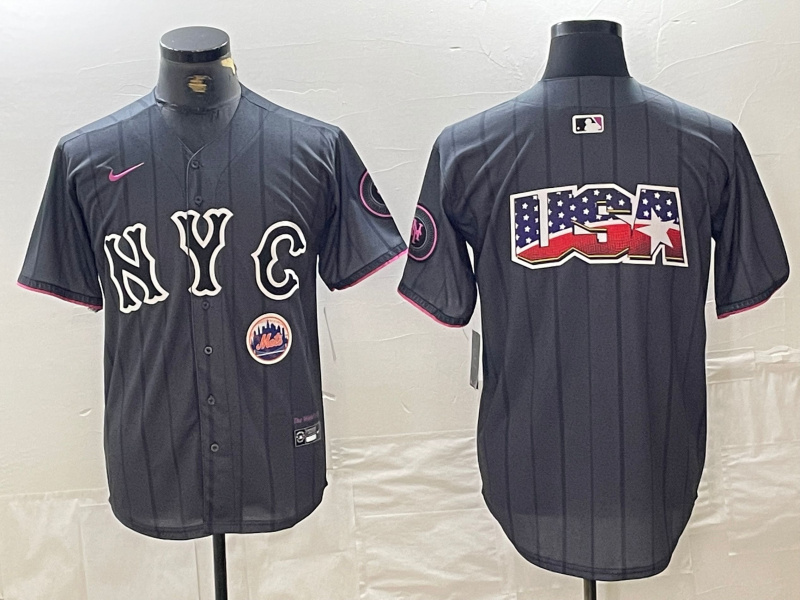 Men's New York Mets Team Big Logo Graphite 2024 City Connect Limited Stitched Baseball Jersey 11