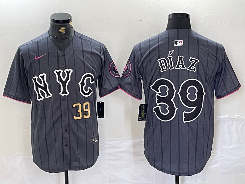 Men's New York Mets #39 Edwin Díaz Graphite 2024 City Connect Limited Stitched Baseball Jersey 7