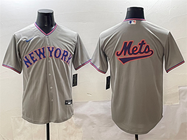 Men's New York Mets Team Big Logo Grey 2025 Limited Stitched Baseball Jersey 1