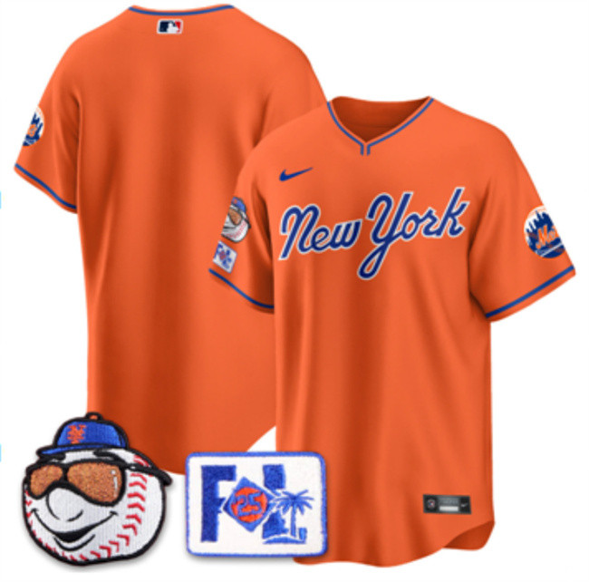Men's New York Mets Blank Orange 2025 Spring Training Stitched Baseball Jersey 2