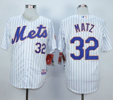 New York Mets #32 Steven Matz White(Blue Strip) Home Cool Base Stitched Baseball Jersey