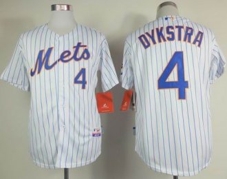 New York Mets #4 Lenny Dykstra White(Blue Strip) Home Cool Base Stitched Baseball Jersey