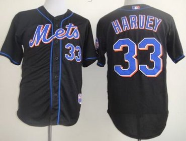 New York Mets 33 Matt Harvey Black 2013 All-Star Patch Cool Base MLB Jerseys - 副本