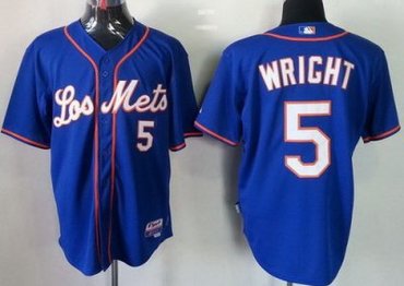 New York Mets 5 David Wright Blue Cool Base MLB Jerseys Los Mets