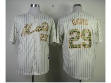mlb jerseys new york mets #29 davis cream(blue strip)(number camo)