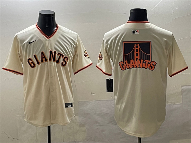 Men's San Francisco Giants Cream Team Big Logo Limited Stitched Baseball Jersey 1