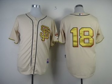San Francisco Giants 18# Cain 2013 Commemorative Gold Jersey w2012 World Series Champions Patch