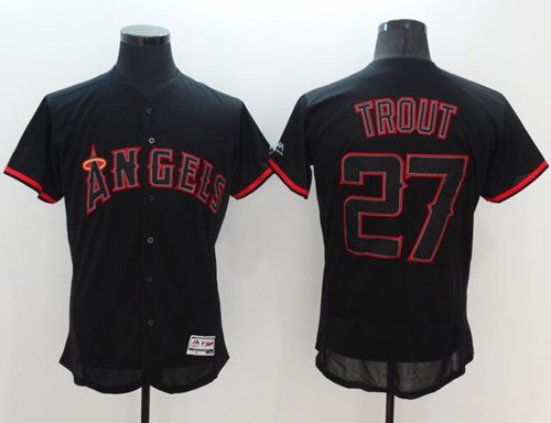 Women's Los Angeles Angels #27 Mike Trout Black Fashion Stitched Baseball Jersey(Run Small)